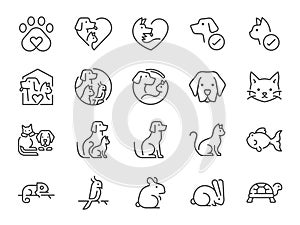 Pet friendly icon set. Included the icons asÃÂ dog, cat, animals, bird, fish, and more.